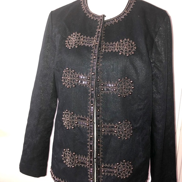 CHICO’S Black Embroidery Denim jean jacket - Picture 2 of 6